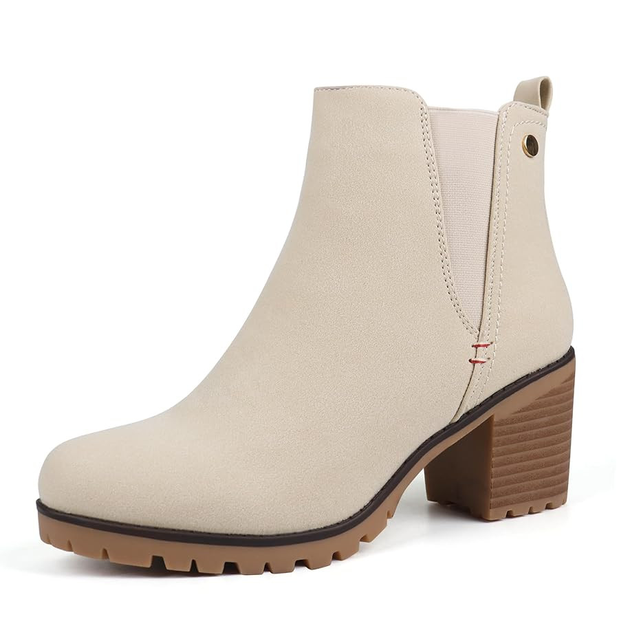 JABASIC Women Casual Ankle Booties Block Heel Slip On Chelsea Boots | Amazon (US)