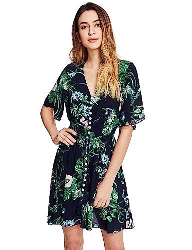 Milumia Women's Boho Button Up Split Floral Print Flowy Party Dress | Amazon (US)