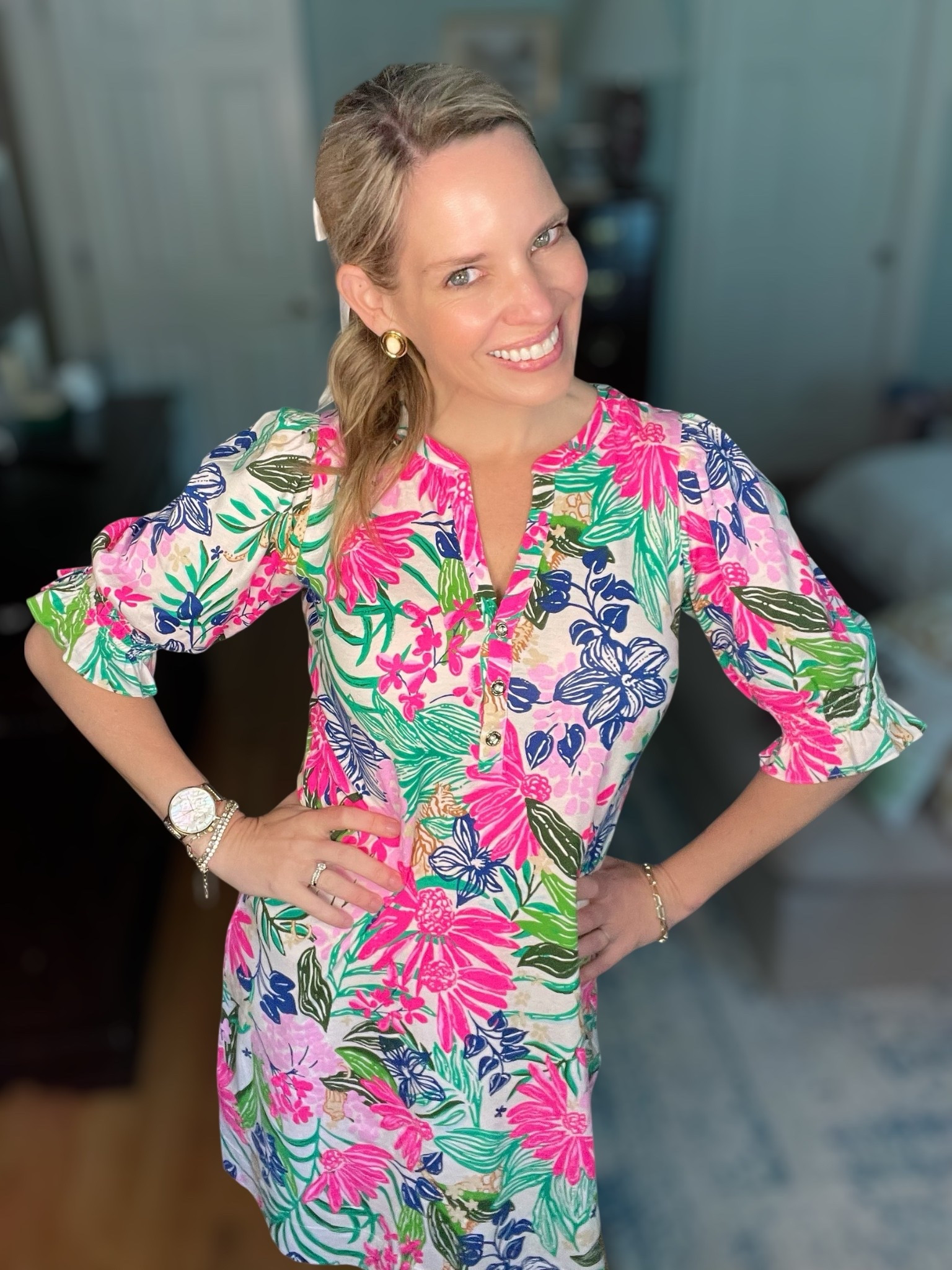 ✨ Use code PREPPYREBEL for 10% off Melinda Maria Jewelry ✨

Casual chic meets coastal glam 🌸☀️ I styled the Lilly Pulitzer Delsie Dress in this bold floral print (wearing XS, but I should’ve ordered XXS for a better fit) with the perfect pop of pink from my adidas VL Court sneakers 👟💕. I love how the puff sleeves and easy shift shape keep it breezy yet polished—ideal for errands, lunch dates, or a weekend getaway!

Accessorized with timeless gold details: the Melinda Maria Baby Julian Loves Diamonds Bracelet, Abbott Lyon Pearl Link Watch, and Heaven Mayhem PRIZE Cream Earrings ✨. These pieces instantly elevate the look without taking away from the fun, colorful print. And of course, I tied it all together with a sweet bow detail 🎀 for that extra feminine touch.

🌺 Style tip: This dress also layers beautifully with a white denim jacket or neutral cardigan for transitional weather!

 Lilly Pulitzer dress, floral shift dress, coastal chic outfit, colorful casual style, mom style, weekend outfit idea, Melinda Maria jewelry discount code PREPPYREBEL


#LTKFindsUnder100 #LTKShoeCrush #LTKFindsUnder50

#LTKFindsUnder50 #LTKFindsUnder100 #LTKOver40