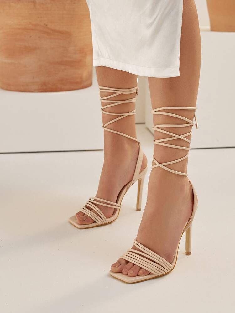 Open Toe Strappy Ultra High Heeled Sandals | SHEIN