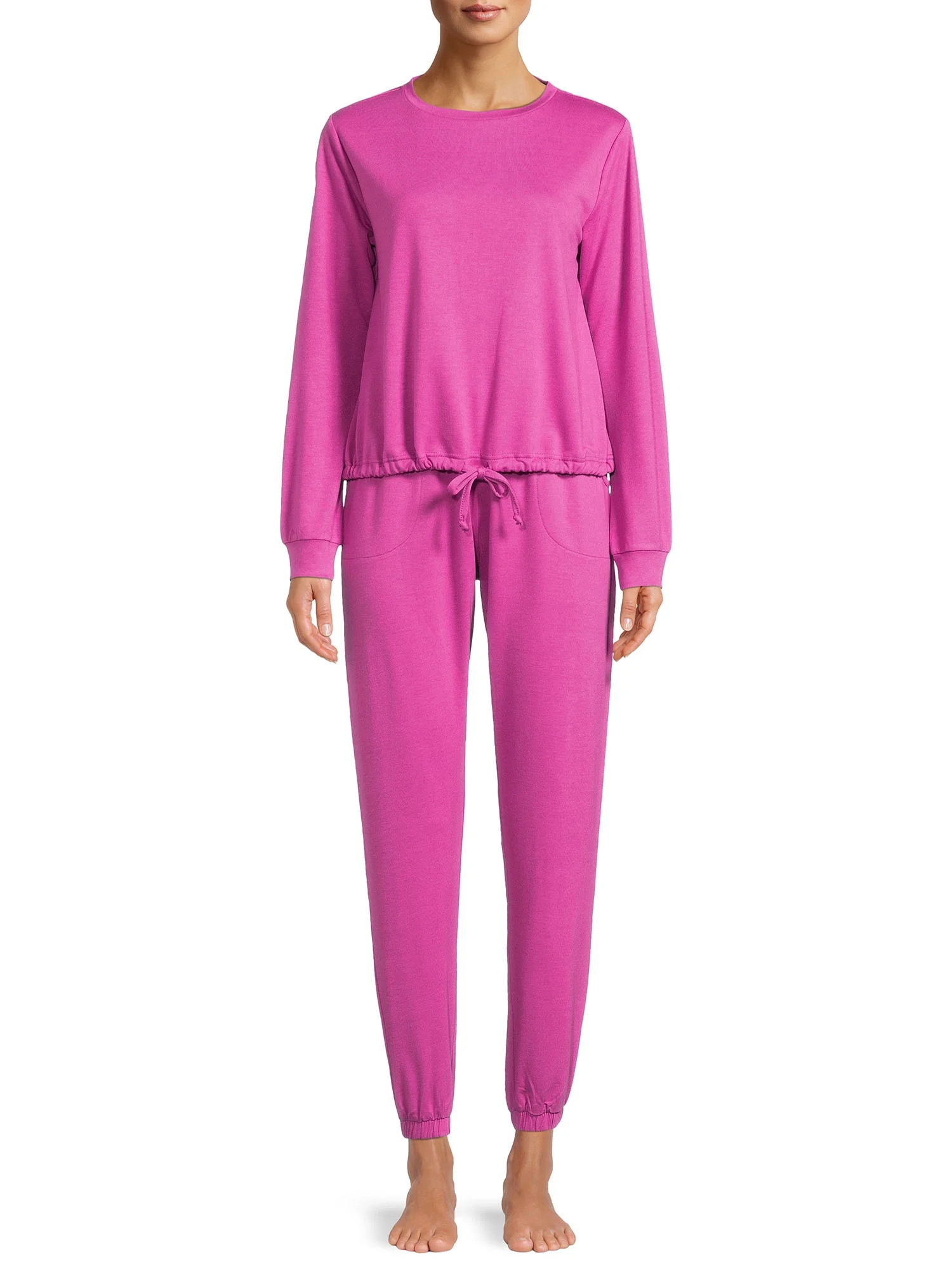 Lissome Women's and Women's Plus L/S French Terry 2-Piece PJ Set | Walmart (US)