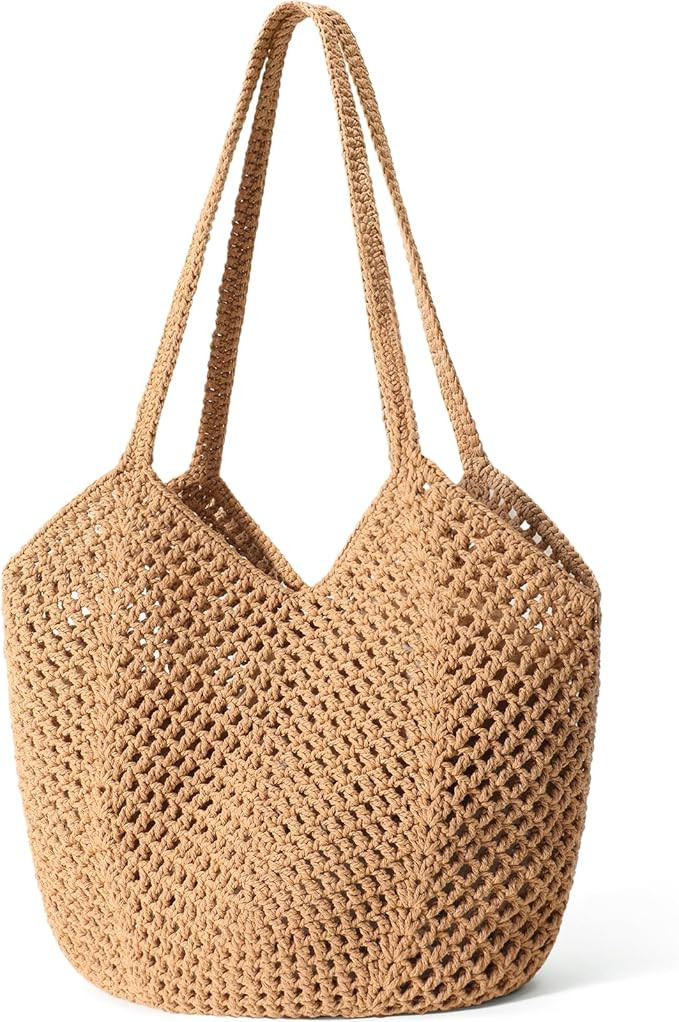 Amazon.com: Tavaleu Crochet Tote Beach Bags for Women, Mesh Beach Tote Knit Bag, Summer Vacation ... | Amazon (US)
