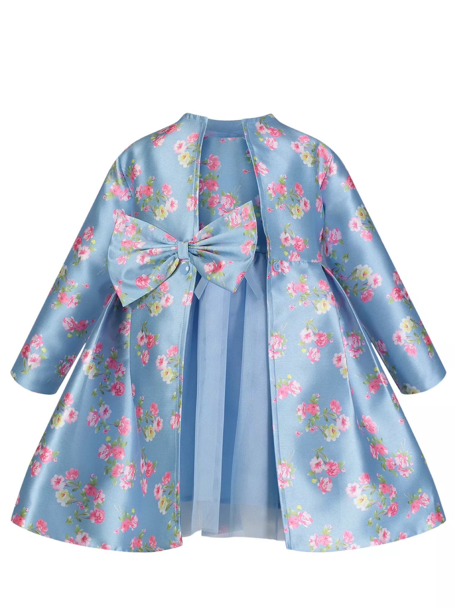 Baby girl floral Easter dress in blue with jacket and a bow. #easterdress #babygirleasterdress #babygirldress #babygirlfloraldress #floraldress 

#LTKkids #LTKfamily #LTKfindsunder50