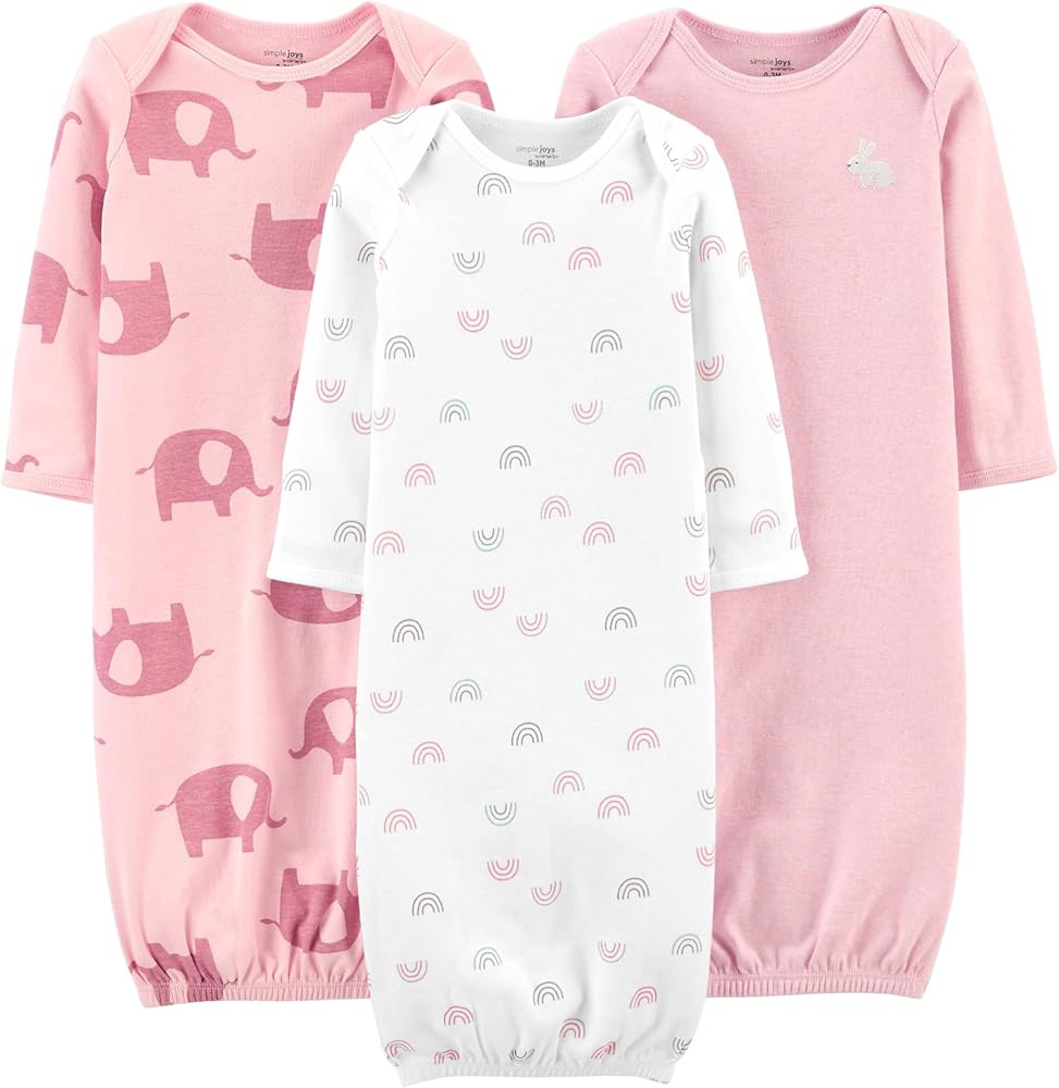 Simple Joys by Carter's Baby Girls' 3-Pack Cotton Sleeper Gown | Amazon (US)
