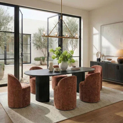 6 - Person Dining Table Sets With Oval Table & 6 Upholstered Chairs | Wayfair North America
