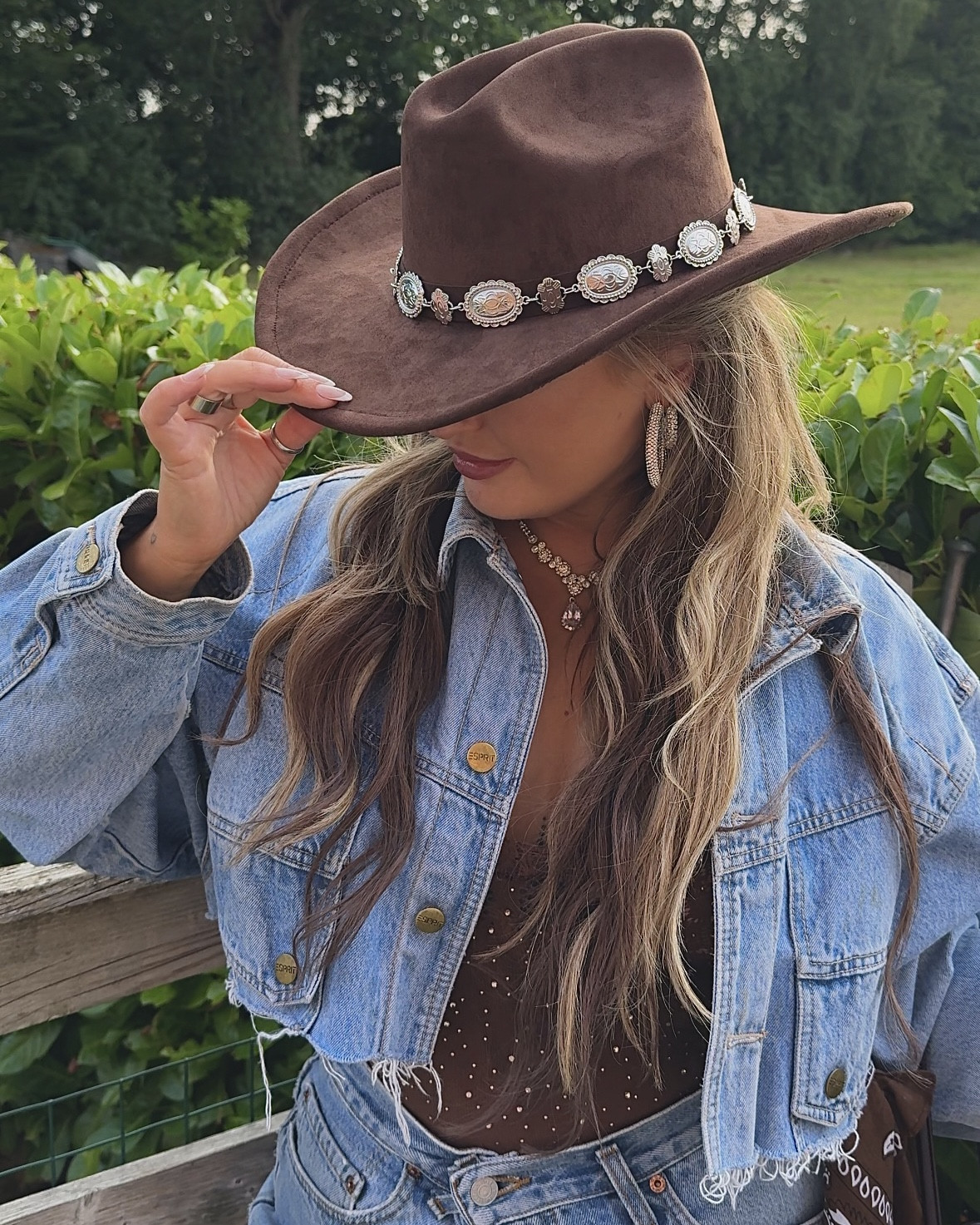 Yeehaw 🤠 the denim is vintage, I cut myself and just wash it for the raw hem. I sized up in the boots. They’re expensive but worth it I think, (get suede protector spray tho) I’m obsessed with them and will definitely wear these again with different outfits! The hat is sold out in dark brown I linked the lighter one but I’m sure you can get similar elsewhere, I put a belt on (I had to adjust the chain so it was smaller to fit but it is so worth it makes it look more authentic) 🤎🤎 

#LTKcurves #LTKmidsize #LTKsummer