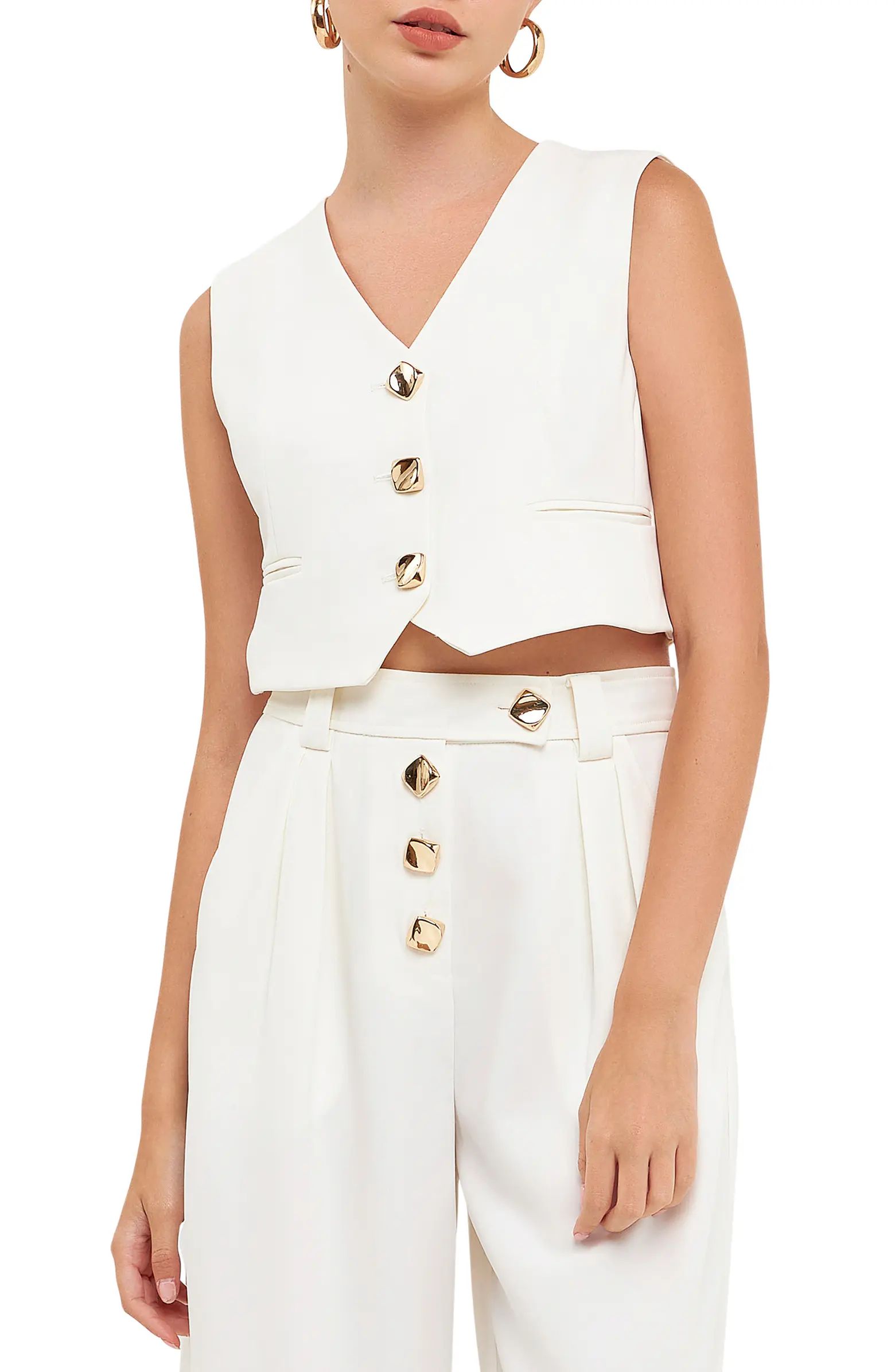 Button-Up Crop Vest | Nordstrom