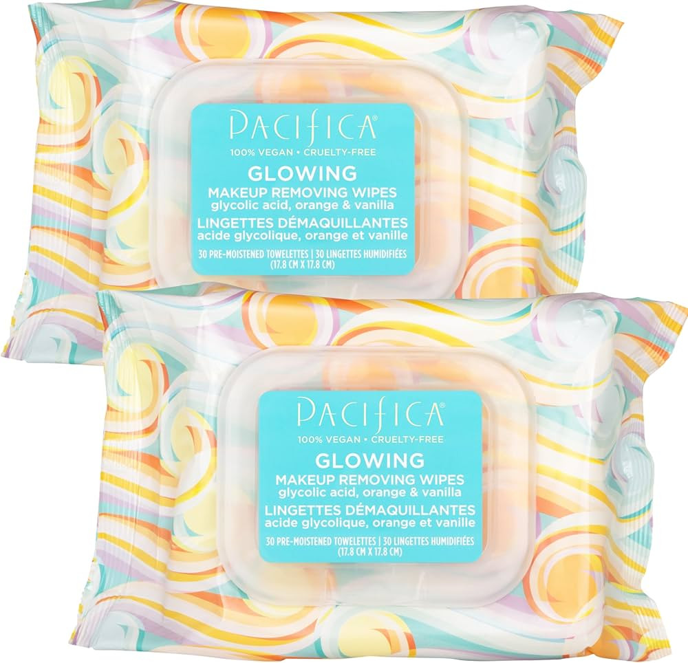 Pacifica Makeup Remover Face Wipes - 2-Pack Daily Facial Cleansing Exfoliating Towelettes - Biode... | Amazon (US)