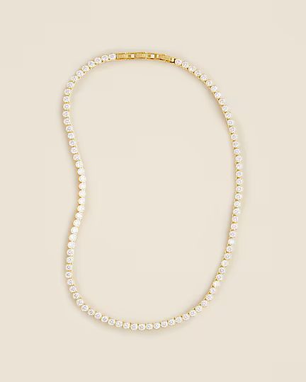 Round cubic zirconia bezel-set tennis necklace | J. Crew US