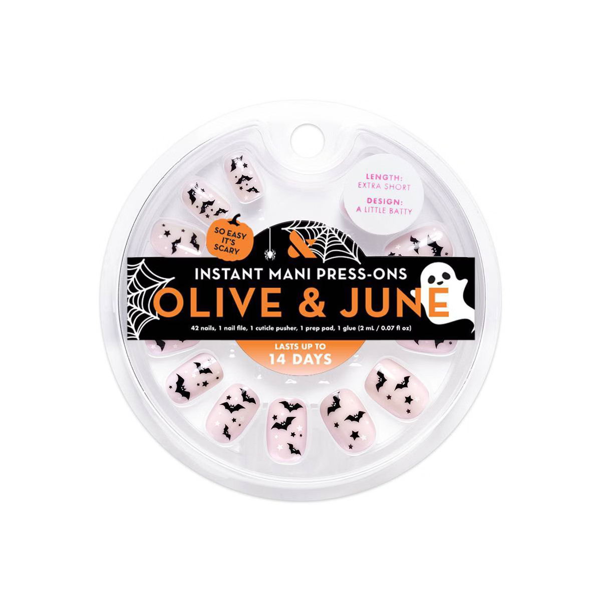 Olive & June Press-On Fake Nails - XS Squoval - A little Batty - 42ct | Target