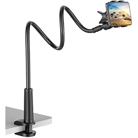 Lamicall Gooseneck Phone Holder for Bed - Overall Length 38.6in, Flexible Leather Wrapped Arm, 360 A | Amazon (US)