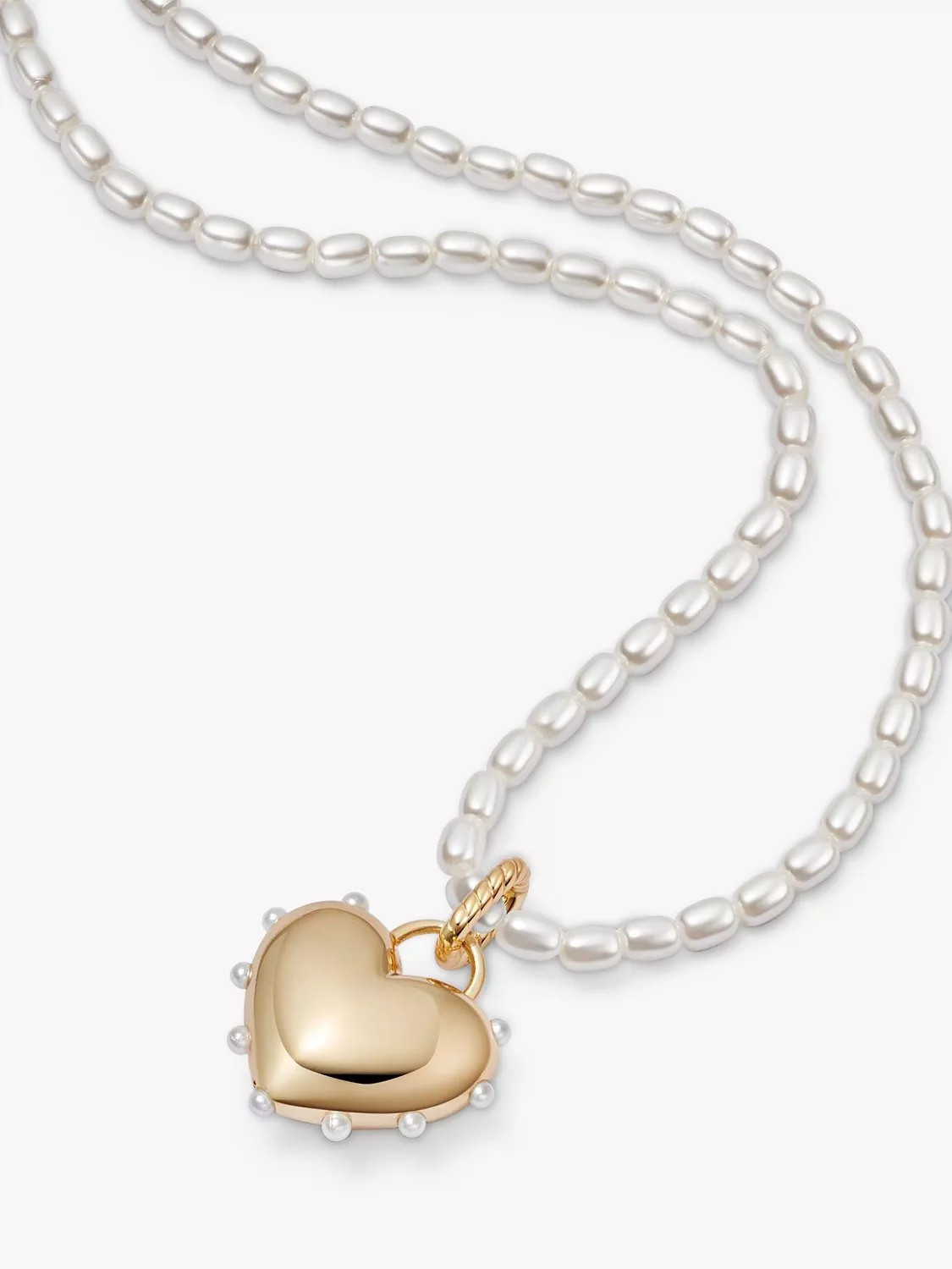 Daisy London Daisy x Shrimps Chubby Heart Pearl Beaded Necklace, Gold | John Lewis (UK)