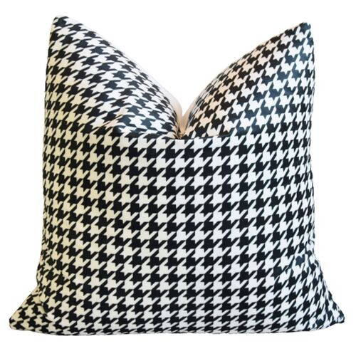 Black & White Velvet Houndstooth Pillow | One Kings Lane