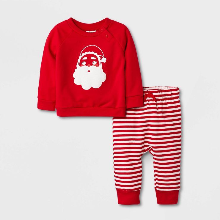 Baby Santa Fleece Top & Bottom Set - Cat & Jack™ Red | Target