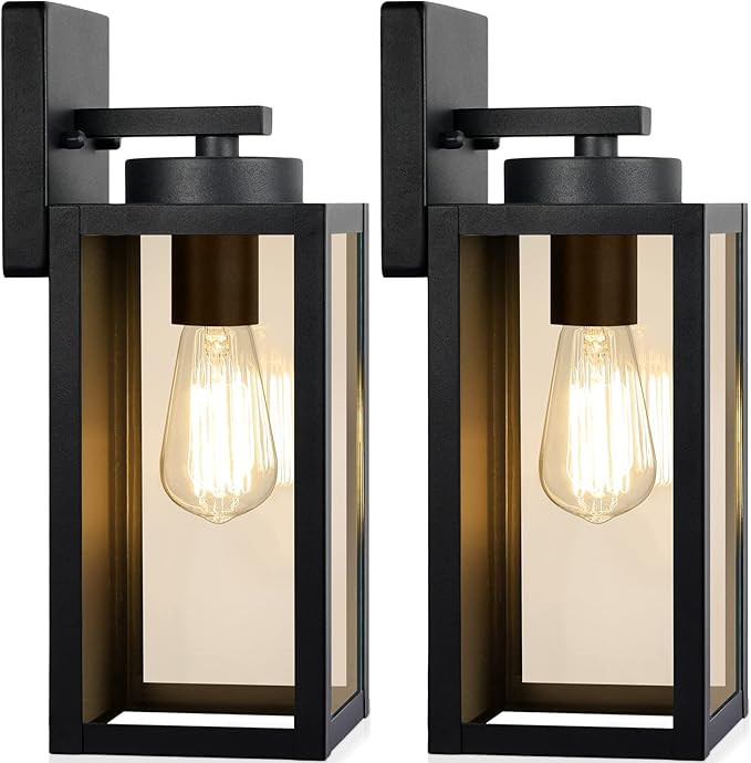 Outdoor Wall Light Fixtures, Modern Black Exterior Wall Lanterns | Waterproof Metal Construction,... | Amazon (US)