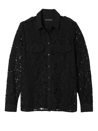 Banana Republic Womens Lace Utility Shirt Black Size L | Banana Republic US
