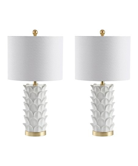 White & Gold Leaf Nico Table Lamp Set | Zulily