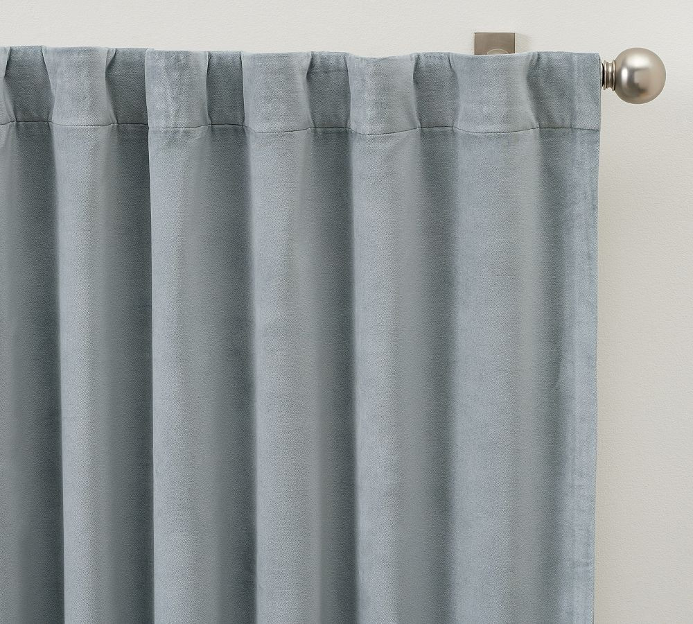 Custom Velvet Twill Blackout Curtain - Cloud Blue | Pottery Barn (US)