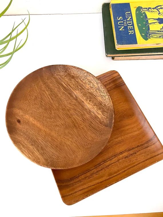 Vintage Wood Plates Round and Square | Etsy | Etsy (US)