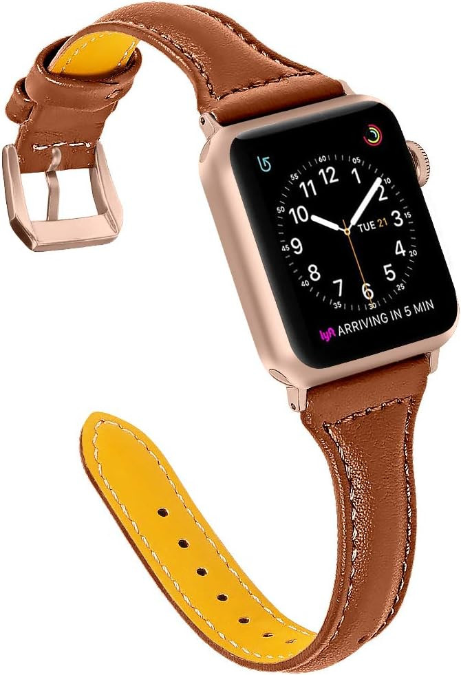 OULUCCI Compatible with Apple Watch Band 42mm 44mm, Genuine Leather Replacement Band Compatible w... | Amazon (US)