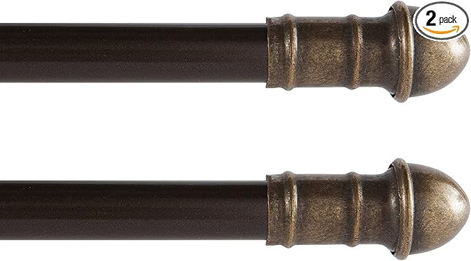 Interior Living 16-28 in. Adjustable Petite Café Curtain Rod, 2-Pack, 7/16 in. Diameter, Bronze | Amazon (US)