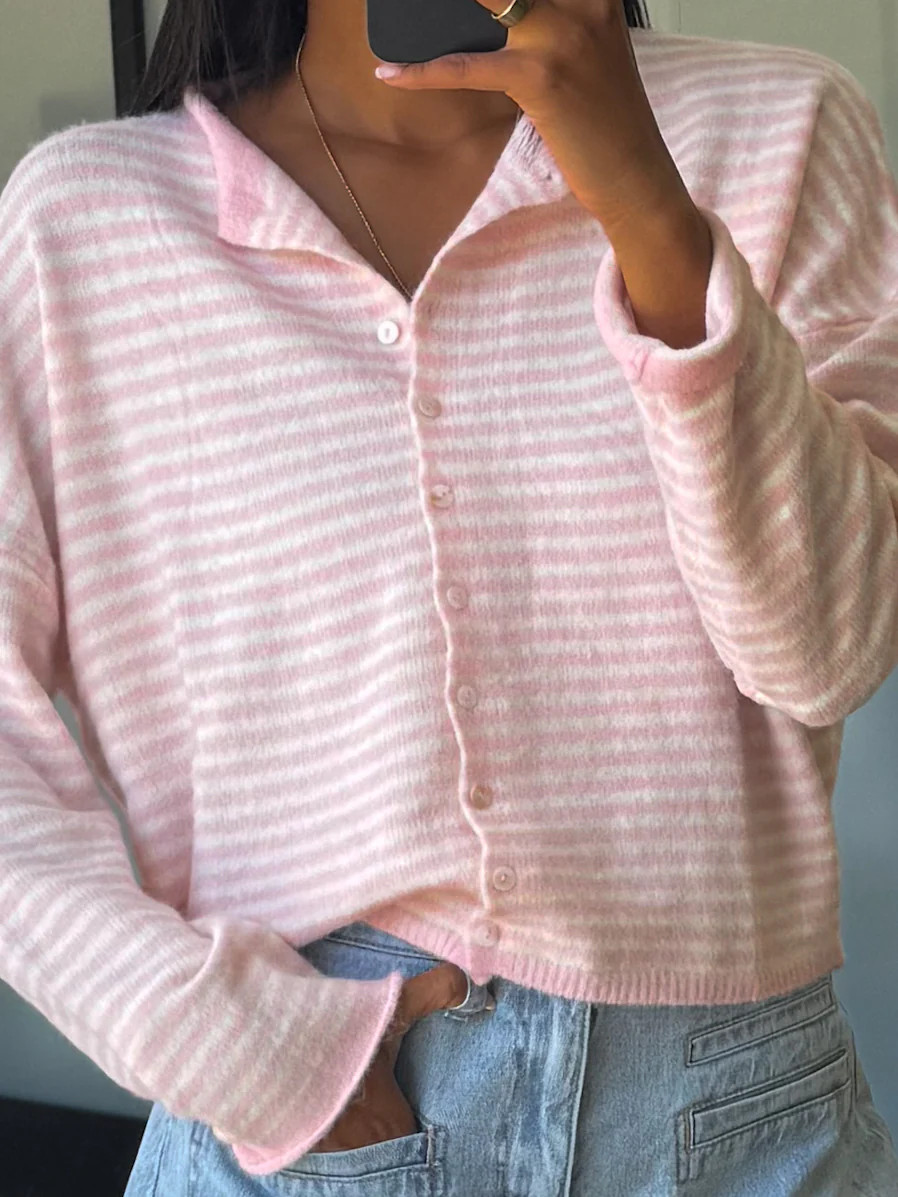 Isla Cardigan | Mini Striped Pink | Shop Talulah