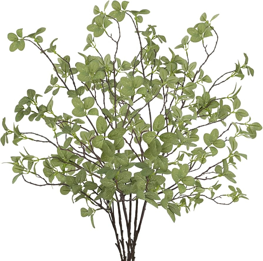 6 pcs Artificial Greenery Stems, 41.3’’ Tall Fake Plants Branches Faux Greenery Ficus Twig Le... | Amazon (US)