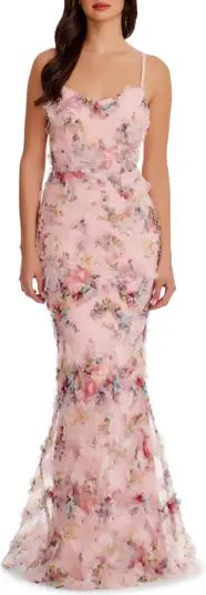 Giovanna Floral Ruffle Mermaid Gown | Nordstrom