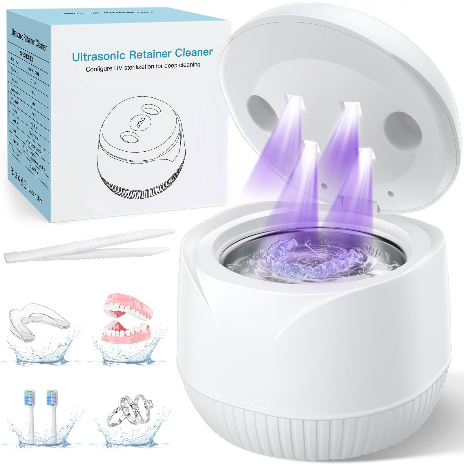 Dental Ultrasonic Retainer Cleaner Machine - Dental Cleaning Pod for Denture, Mouth Guard, Aligne... | Amazon (US)