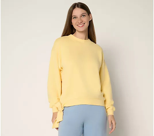 Peace Love World French Terry Sweatshirt with Ruched Sleeves - QVC.com | QVC