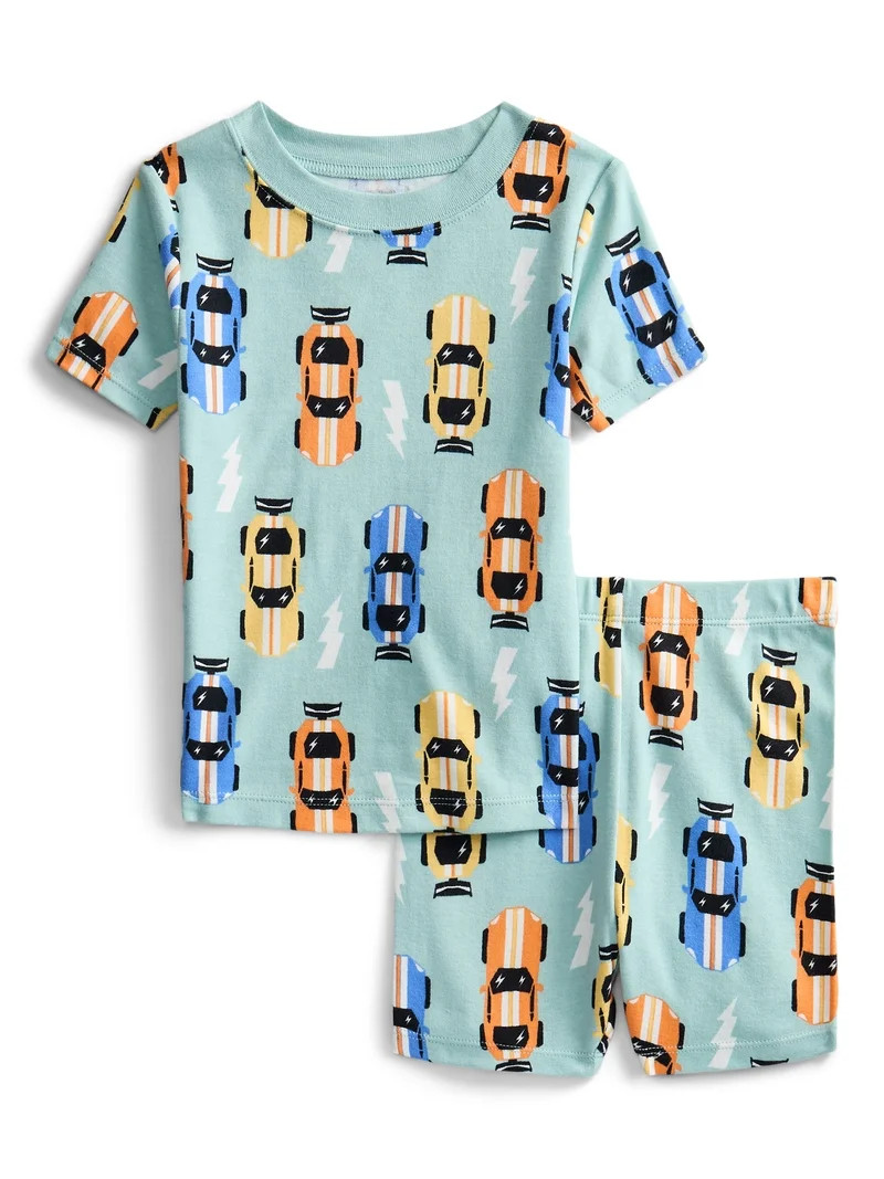 Wonder Nation Toddler Short-Sleeve Tee & Short Set Cotton Pajama Set, 2-Piece, Sizes 12M-5T | Walmart (US)