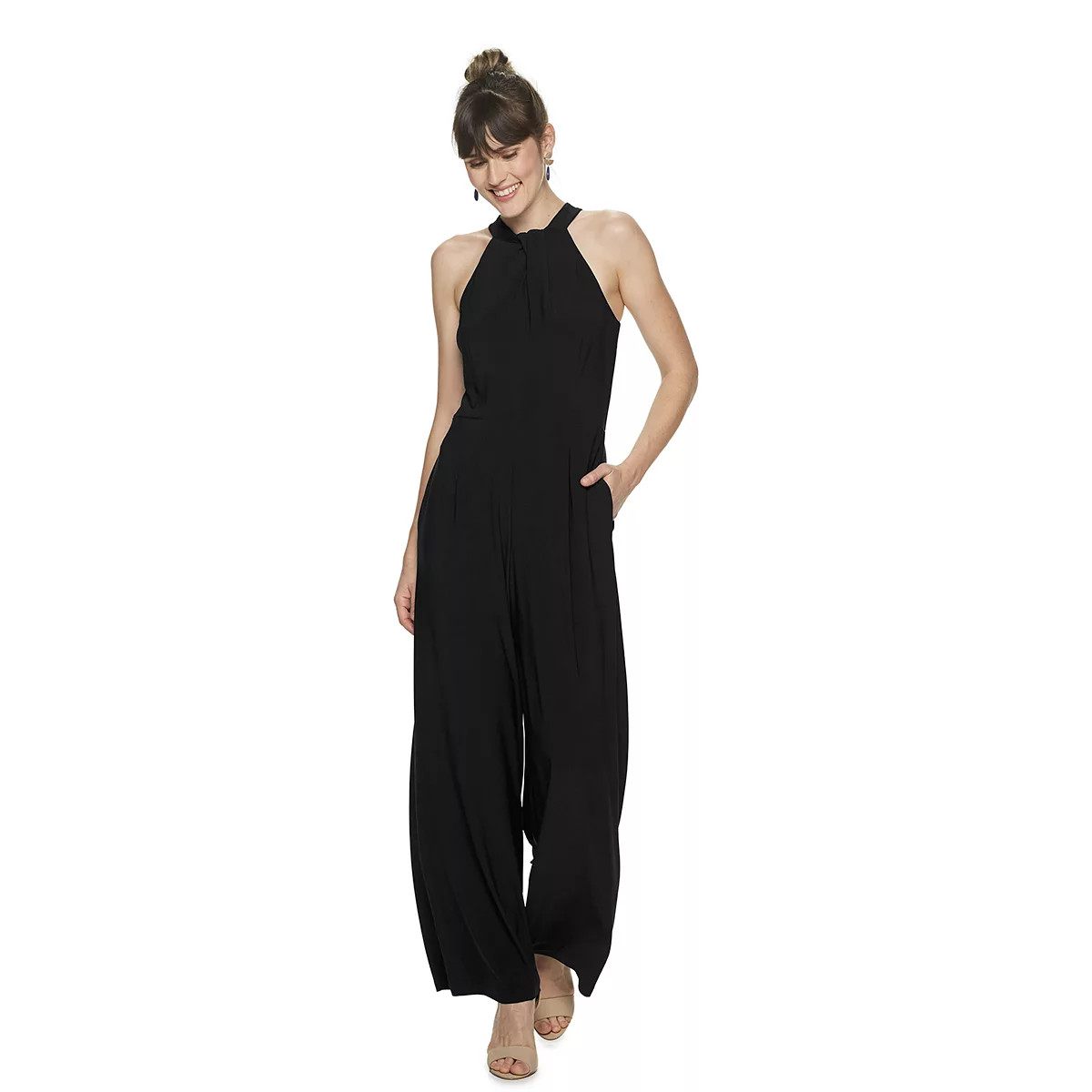 Women's Nina Leonard Wide-Leg Halter Jumpsuit | Kohl's