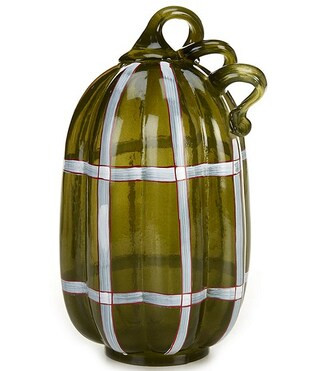Southern Living Harvest Collection Green Plaid Glass Pumpkin | Dillard's | Dillard's