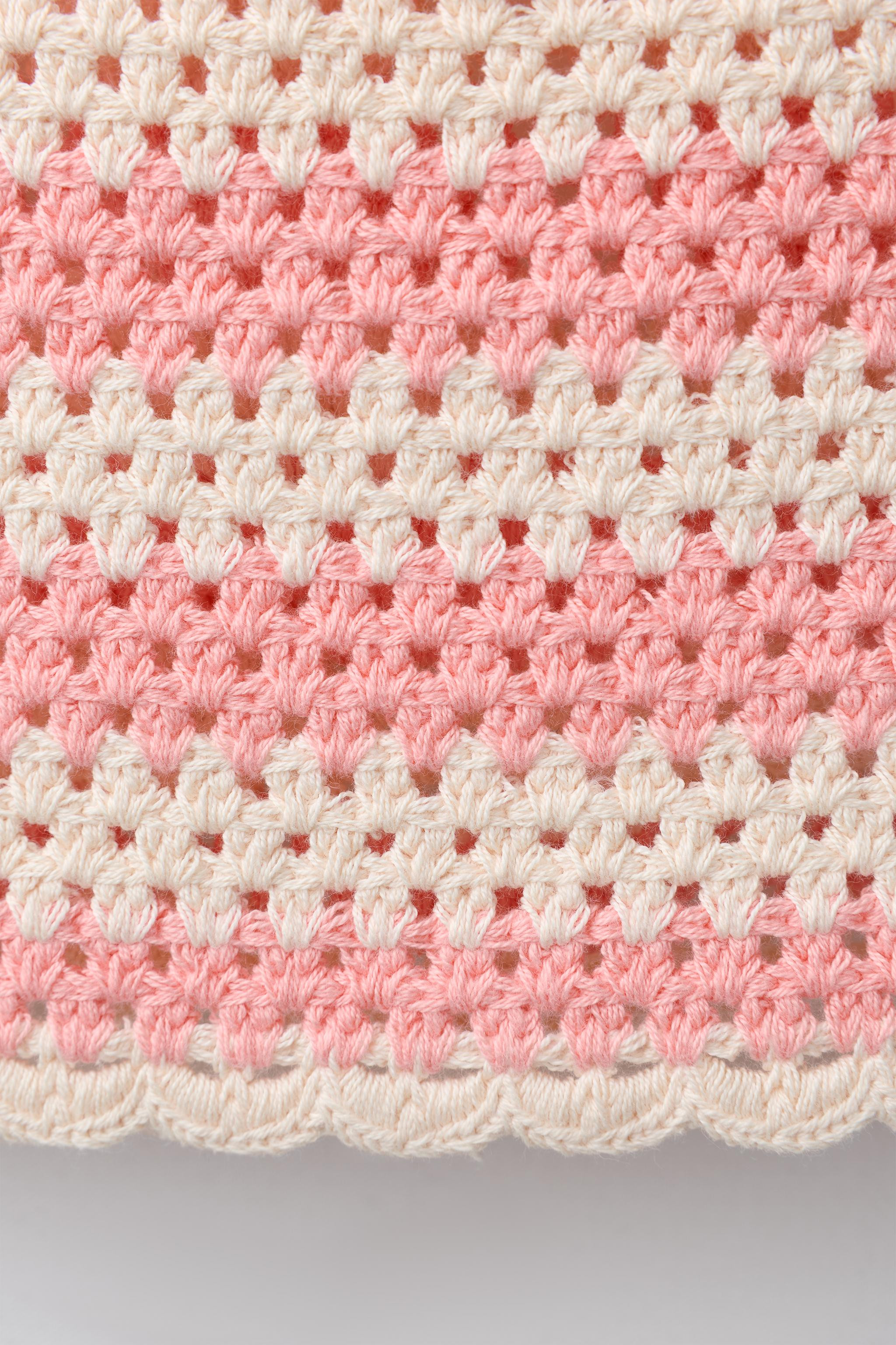 STRIPED CROCHET KNIT TOP | Zara US