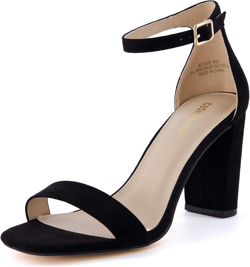 CUSHIONAIRE Women's Bliss one band mid block heel sandal +Memory Foam, Wide Widths Available | Amazon (US)