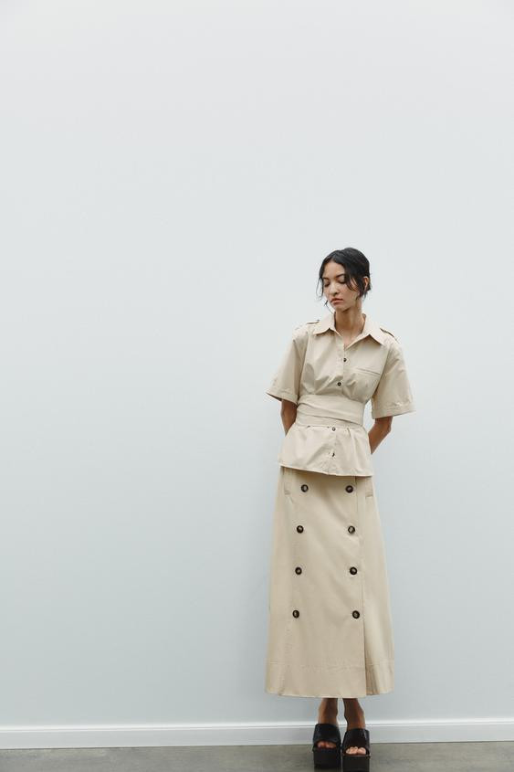 WRAP MIDI SKIRT WITH BUTTONS | Zara US