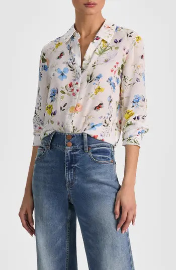 Willa Floral Silk Button-Up Shirt | Nordstrom