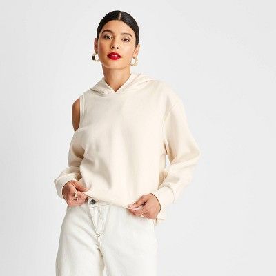 Women&#39;s Cut Out Hoodie - Future Collective&#8482; with Kahlana Barfield Brown Cream S | Target