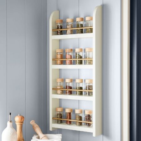 Pottery Barn Manchester spice rack. Wall mounted, white and brass finish. Kitchen organization. Shelves. Keeps your spices organized!

#LTKhome #LTKfamily #LTKGiftGuide