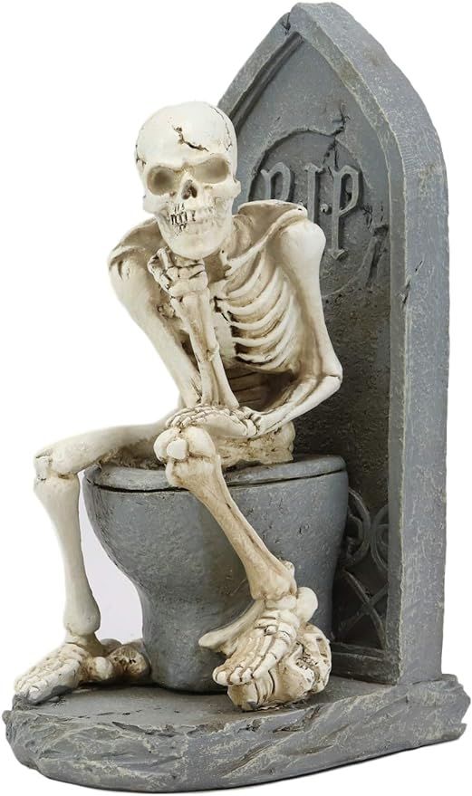 Ebros Rest in Peace Constipated Skeleton Sitting On Graveyard Toilet in Le Penseur Thinker Pose S... | Amazon (US)