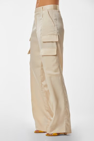 Milan Satin Cargo Pant - Pearl | The Noli Shop