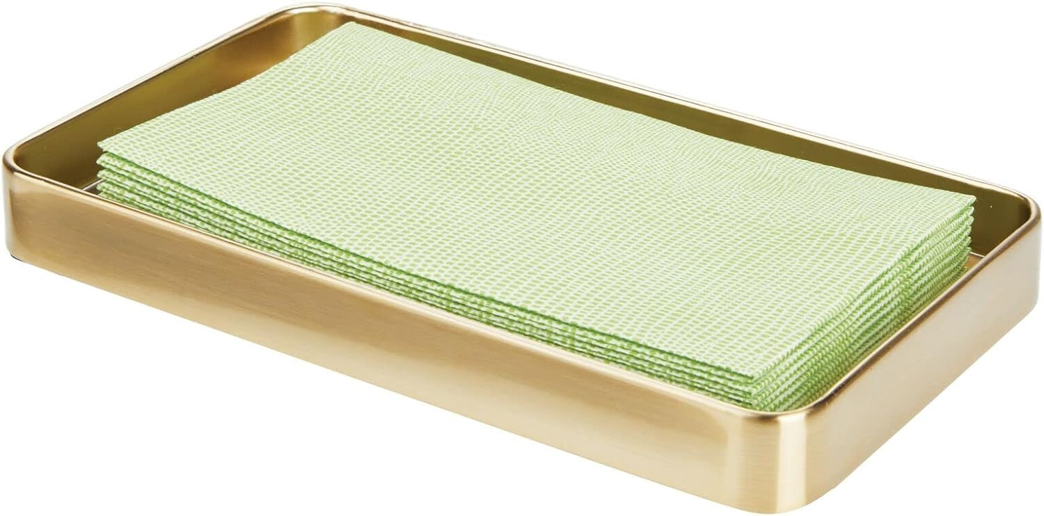 mDesign Modern Decorative Metal Guest Hand Towel Tray Holder Organizer for Disposable Paper Napki... | Amazon (US)