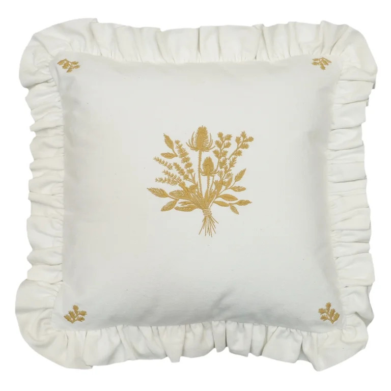 The Pioneer Woman White Denim Square Pillow | Walmart (US)