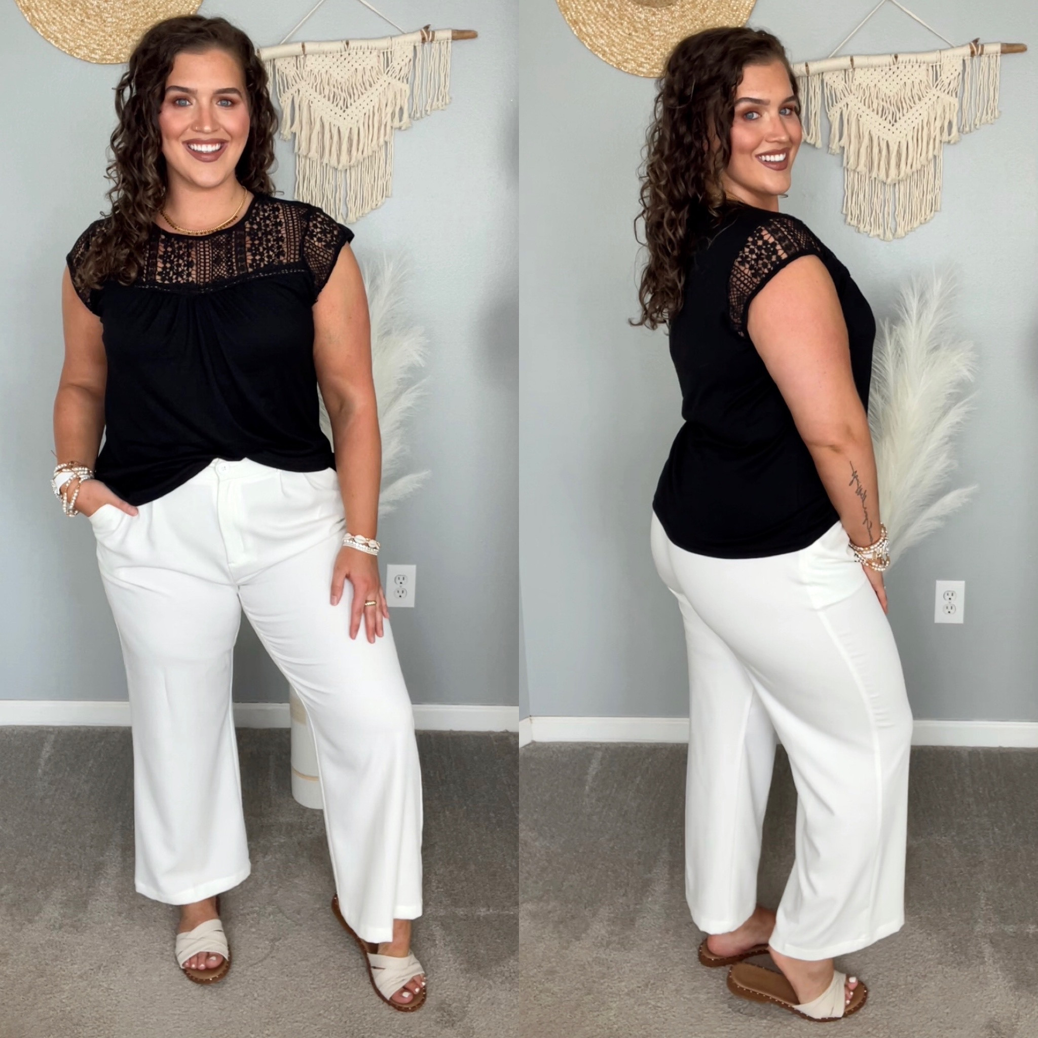 Midsize business casual workwear outfit 👩🏼‍💼🖤💼 
Top: XL 
Pants: XL 
#midsizeoutfits #ootd #businesscasual #workwear #teacheroutfits #officeoutfits #trousers #slacks #wideleg #blouse #tops 

#LTKstyletip #LTKworkwear #LTKcurves