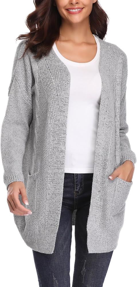 futurino Knit Cardigan Women's Chunky Open Front Outwear with Pockets Cozy Cover Up for Fall/Wint... | Amazon (US)