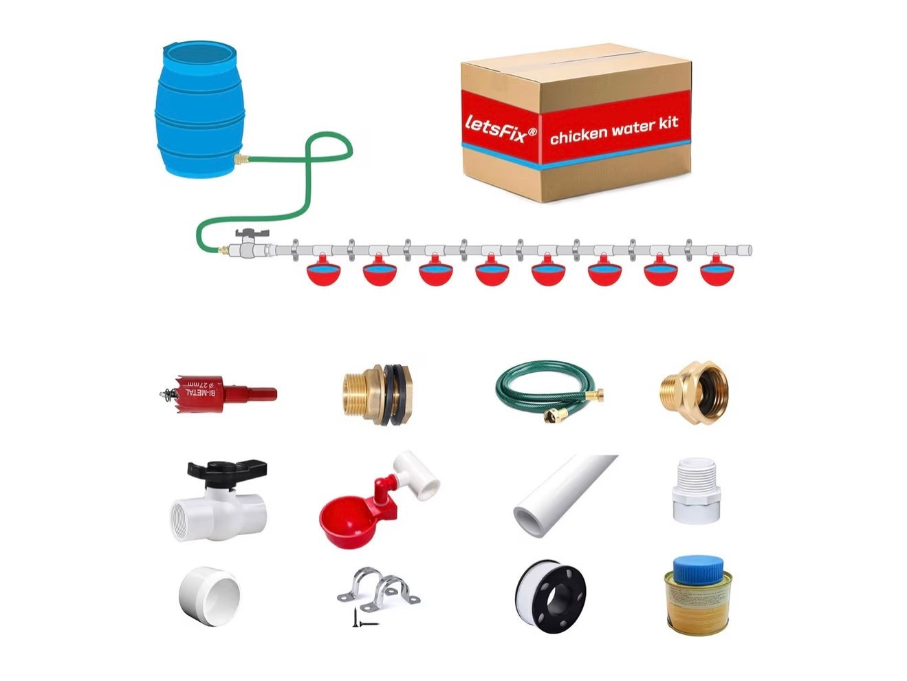 Automatic Chicken Watering System with PVC Pipe