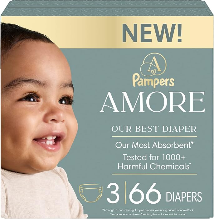 Pampers Amore, Size 3 (13-26 lbs), 66 Count, Our Best Diaper \u2013 Hypoallergenic & Fragrance Fr... | Amazon (US)