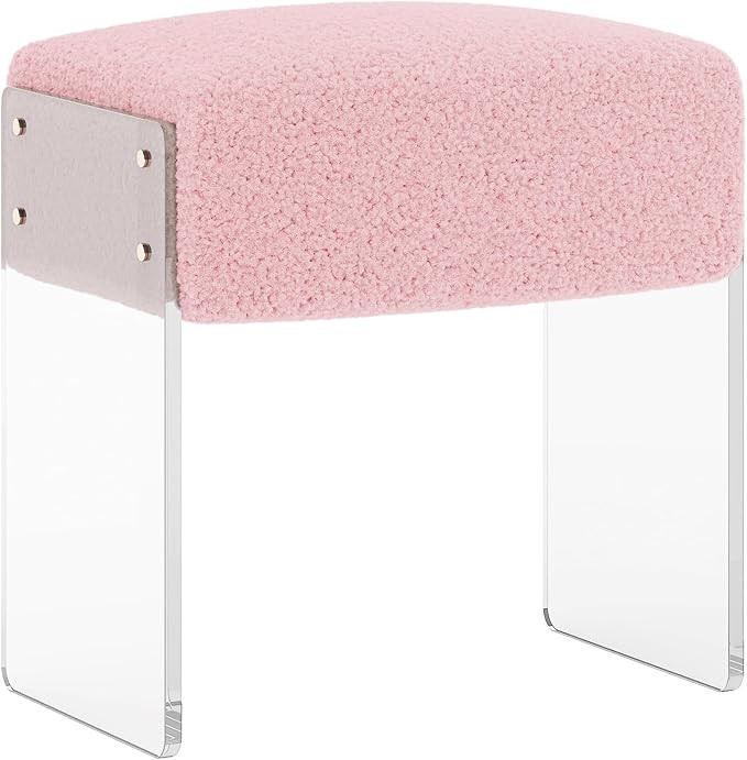 Vanity Stool Chair and Foot Rest -Modern Vanity Stool and Pouf Ottoman with Wool and Acrylic Leg ... | Amazon (US)
