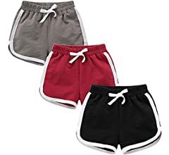 qtGLB Girls Shorts 3-Pack 100% Cotton Active Athletic Running Sleeping for Toddler Kids Big Girl'... | Amazon (US)