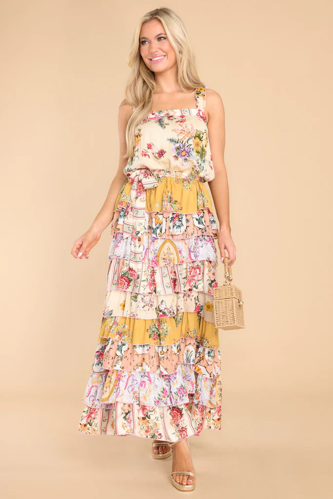 Precious Affection Multi Print Maxi Dress | Red Dress 